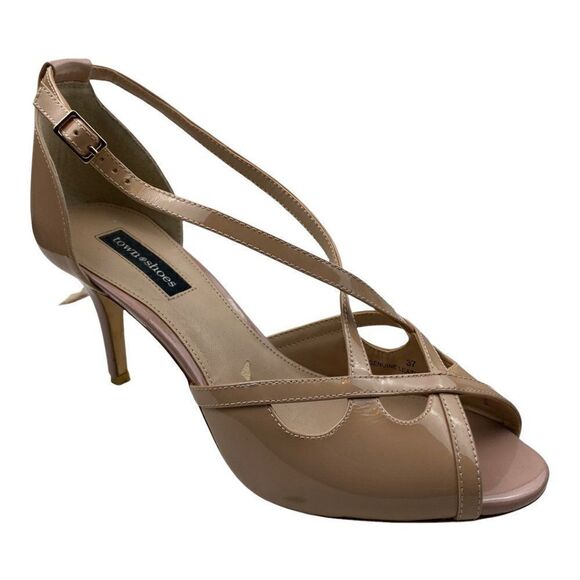 Town shoes Women's Pink Leather Strappy Open Toe Heels EU 37 - Picture 1 of 13